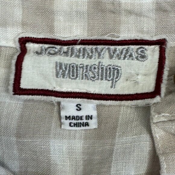 Johnny Was Workshop Adele Gingham Women's Overshirt Linen Embroidered Size Small - Picture 12 of 15